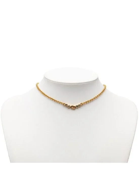 Dior Cdlogo Necklace Gold Plated Line Stone - Picture 6 of 6